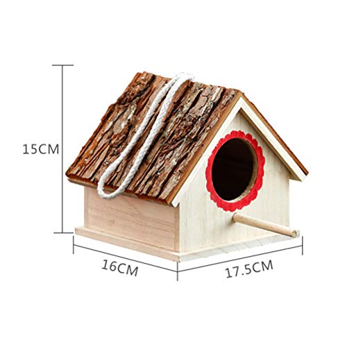 POPETPOP Pajarera Creativa de Madera en Forma Casa para Pájaros y Decoración de Jardín