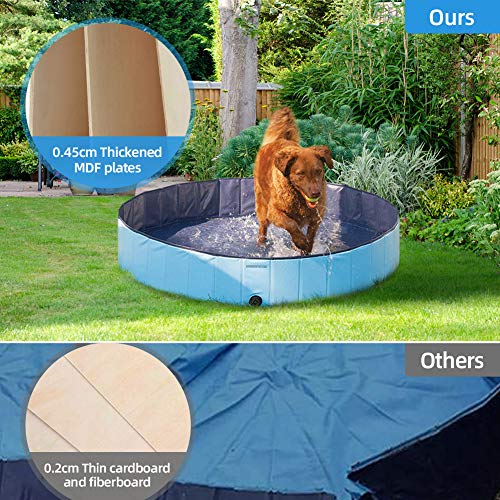 Powcan Piscina Perros y Gatos Bañera Plegable PVC Antideslizante y Resistente al Desgaste Adecuado para Interior Exterior al Aire(80cm*20cm)