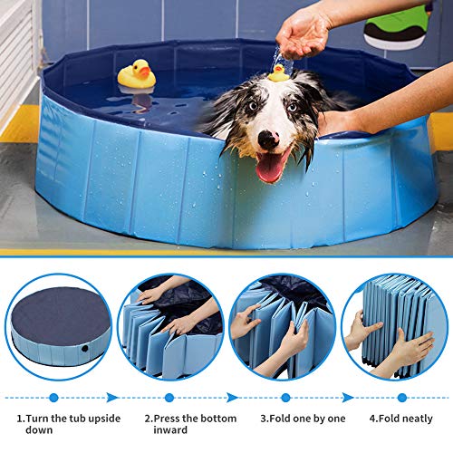 Powcan Piscina Perros y Gatos Bañera Plegable PVC Antideslizante y Resistente al Desgaste Adecuado para Interior Exterior al Aire(80cm*20cm)