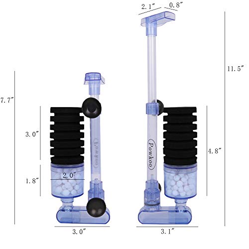 Powkoo - Esponja de Filtro de Aire para Acuario (Filtro de Esponja, camarones, Betta Fry, con Medios de comunicación)