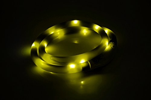 PRECORN LED USB Silicona Collar de Perro Luminoso Amarillo Collar Seguridad Cuello Tubo Recargable