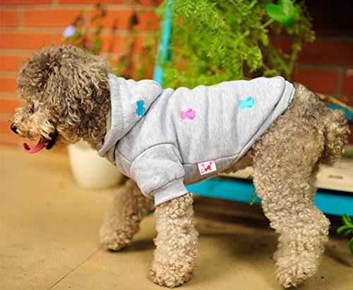 PRIMA Cachorro Perros Chaqueta Sudadera con Capucha Abrigo de Invierno con Forro Polar para Pequeñas y Medianas Perros, Gris, Gris XS