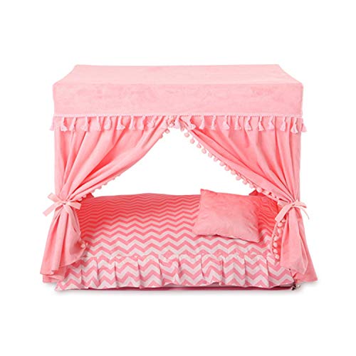 Princesa Home para Perro, Invierno, Verano, caseta con cojín para Cama de Cachorros Yorkshire, Ropa de Cama, Color Rosa