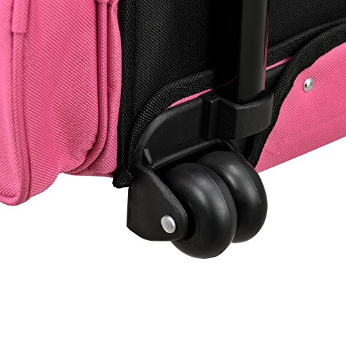 [pro.tec] Mochila / carrito para perros 2 en 1 - transportín para perros y gatos (rosa) - con 4 ruedas