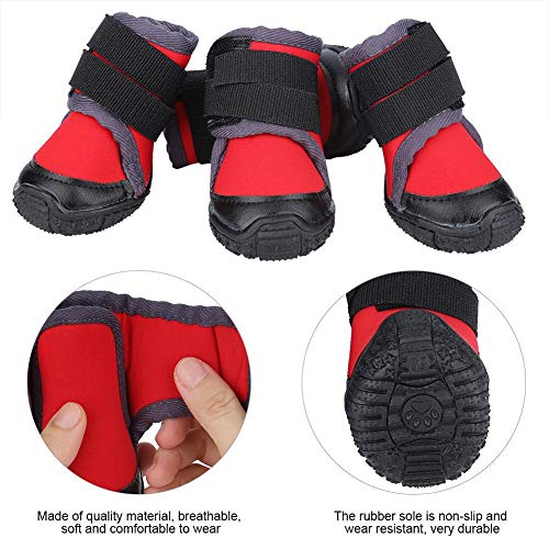 Pssopp Botas para Perros Mascotas Antideslizantes Zapatos Deportivos al Aire Libre Botas de Escalada Impermeables para Perros Zapatos de Moda para Cachorros de Mascotas para Correr Caminar(70-Rojo)