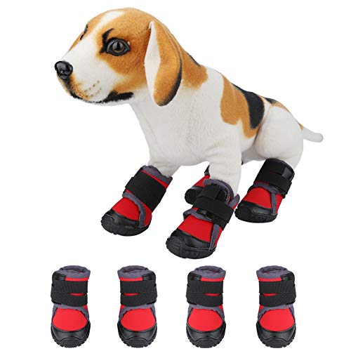 Pssopp Botas para Perros Mascotas Antideslizantes Zapatos Deportivos al Aire Libre Botas de Escalada Impermeables para Perros Zapatos de Moda para Cachorros de Mascotas para Correr Caminar(70-Rojo)