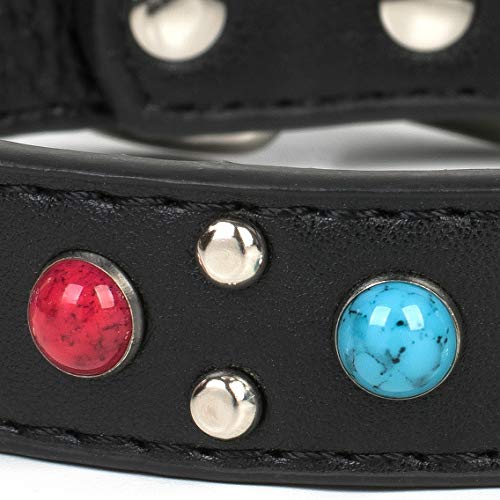 Puccybell Collar de Perro con Tachuelas y Cuentas de Piedras Preciosas, Collar Decorado para Perros pequeños, medianos y Grandes HB001 (M, Negro)