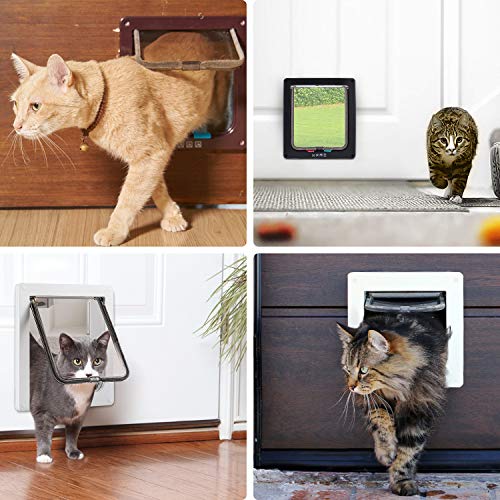 Puerta para Gato con Cierre magnético de 4 vías, Puerta para Mascotas para Gatos y Perros pequeños, Puerta para Gatos con túnel