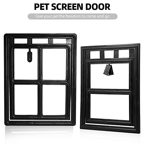 Puertas para Perros Gatos Puerta De Perro con Cerradura Puerta De Gato para Mascota para Pantalla Entrada De Mascota Puerta De Perro Puerta De Aleta De Gato Puerta De Seguridad L Negro