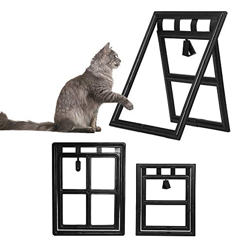 Puertas para Perros Gatos Puerta De Perro con Cerradura Puerta De Gato para Mascota para Pantalla Entrada De Mascota Puerta De Perro Puerta De Aleta De Gato Puerta De Seguridad L Negro