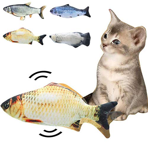 PUJING Juguete Relleno de Gato Eléctrico Interactivo Simulando Peces Simulación Pez Realista Felpa Catnip Pescado Menta Juguetes Rellenos-UNA