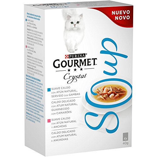 Purina Gourmet Crystal Soup comida para gatos con Atun Natural y Gambas 10 x [4 x 40 g]