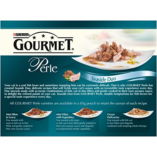 Purina Gourmet Perle húmedo Cat Food, Mini Filetes en salsa, Seaside Duo, paquete de 48 bolsas