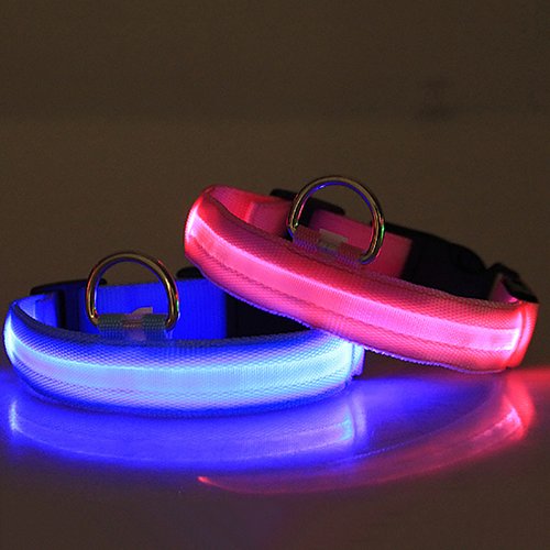 Q4 Perro de Luz Intermitente o Collar de Gato. Collares Reflectantes Impermeables LED para Mascotas de Seguridad. (Rosado, Pequeño)