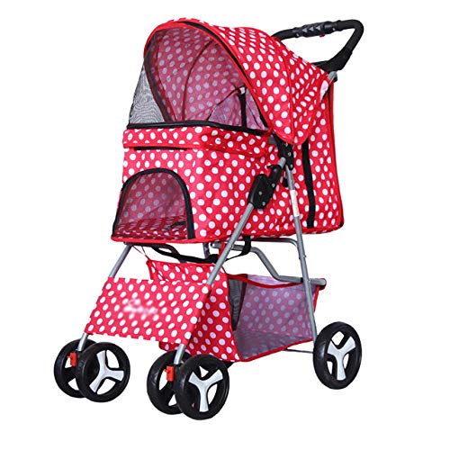 QQLK Carrito de 4 Ruedas para Mascotas, Pet Travel Stroller, Carrito para Perros y Gatos, Plegable, Multicolor Opcional,6