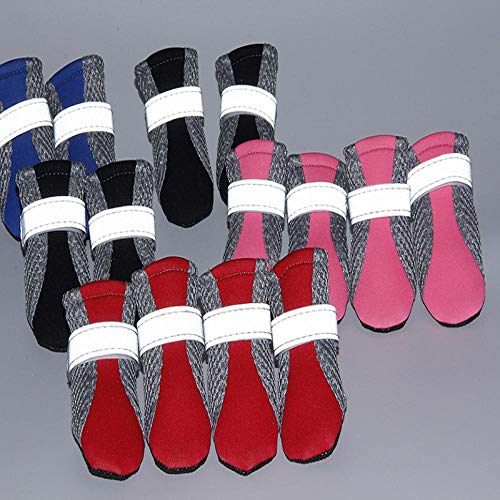 QWERASD 4 Unids/Set Zapatos para Perros Botines de Goma Antideslizantes Portátiles Zapatos de Gato para Perros de Verano Zapatos de Cachorro Zapatos para Correr de Fondo Suave M Rosa