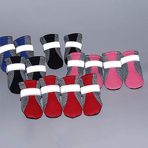 QWERASD 4 Unids/Set Zapatos para Perros de Mascota Botines de Goma Antideslizante Portátil Zapatos de Gato para Perros de Verano Zapatos de Cachorro Zapatos para Correr de Fondo Suave M Negro