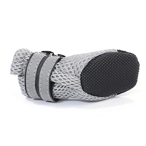 QWERASD Malla de Verano Zapatos para Perros Mascotas Seguridad Nocturna Rayas Reflectantes Zapatos para Perros Bulldog francés Botas Transpirables Accesorios para Mascotas L Negro