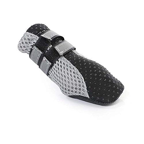 QWERASD Malla de Verano Zapatos para Perros Mascotas Seguridad Nocturna Rayas Reflectantes Zapatos para Perros Bulldog francés Botas Transpirables Accesorios para Mascotas L Negro