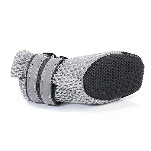 QWERASD Malla de Verano Zapatos para Perros Mascotas Seguridad Nocturna Rayas Reflectantes Zapatos para Perros Bulldog francés Botas Transpirables Accesorios para Mascotas XL Negro