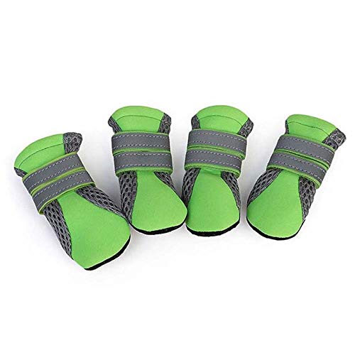 QWERASD Malla de Verano Zapatos para Perros Mascotas Seguridad Nocturna Rayas Reflectantes Zapatos para Perros Bulldog francés Botas Transpirables Accesorios para Mascotas XL Verde