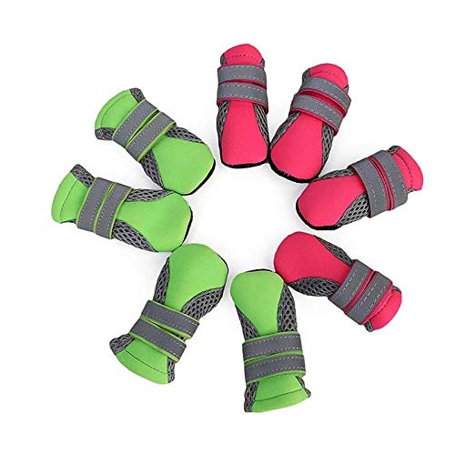 QWERASD Malla de Verano Zapatos para Perros Mascotas Seguridad Nocturna Rayas Reflectantes Zapatos para Perros Bulldog francés Botas Transpirables Accesorios para Mascotas L Verde