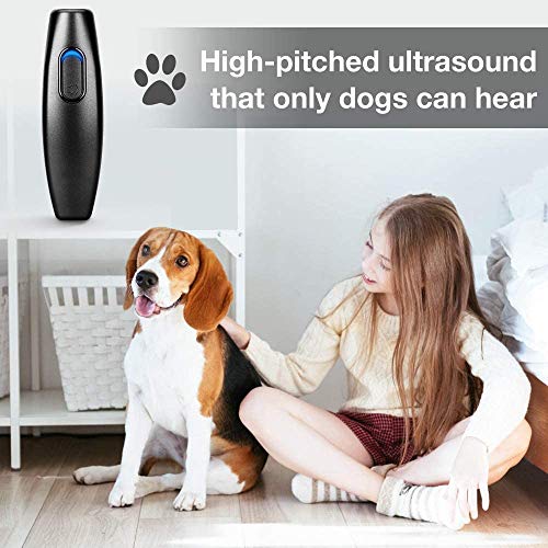 Qyoung Dispositivos Antiladridos Ultrasónico Adiestramiento para Perros, Rango 5m Paseando al Perro 2 en 1 Mano Entrenamiento de Perros y Control De Ladridos 100% Segura (Negro)