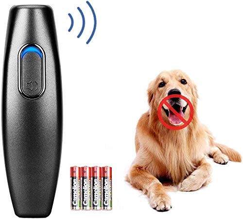 Qyoung Dispositivos Antiladridos Ultrasónico Adiestramiento para Perros, Rango 5m Paseando al Perro 2 en 1 Mano Entrenamiento de Perros y Control De Ladridos 100% Segura (Negro)