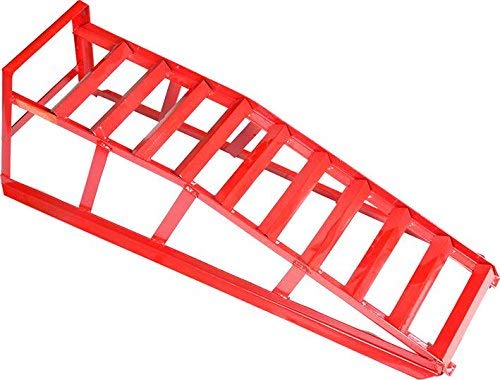 Rampa para coche, 2 unidades, rampas de salida, para coche, de acero, 2T, plataforma de elevación, universal, par de rampas de salida, para elevar el coche, color rojo