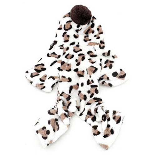 Ranphy - Mono de franela para perro pequeño, diseño de pijama de leopardo, terciopelo suave, chihuahua con capucha, 4 piernas, para invierno, ropa de Yorkie