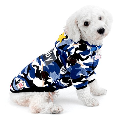 Ranphy Perro Gato Camo Traje de Neopreno Shih Tzu Abrigo de Invierno Chihuahua Hoodies Ropa para Mascotas para Perros pequeños Warm Yorkie Apparel Blue M