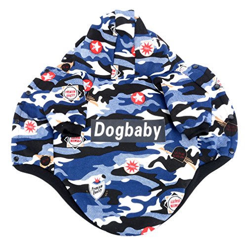 Ranphy Perro Gato Camo Traje de Neopreno Shih Tzu Abrigo de Invierno Chihuahua Hoodies Ropa para Mascotas para Perros pequeños Warm Yorkie Apparel Blue M