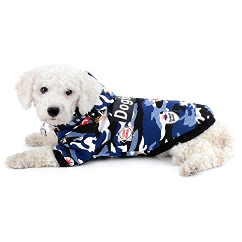 Ranphy Perro Gato Camo Traje de Neopreno Shih Tzu Abrigo de Invierno Chihuahua Hoodies Ropa para Mascotas para Perros pequeños Warm Yorkie Apparel Blue M