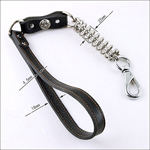 Rantow Cuero Fuerte Correa del Perro Comportamiento de Formación, 57 * 2 cm Patrulla n-Tirar de la Cuerda del Correo Genuino para Perros Grandes (Negro)