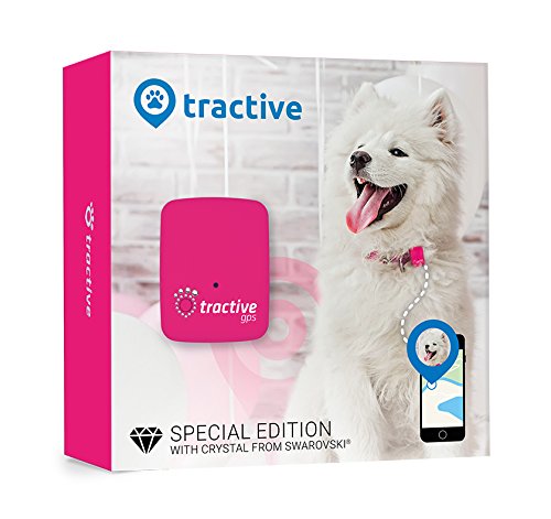 Rastreador Tractive GPS para perros y gatos - resistente al agua se ajusta al collar, color rosa