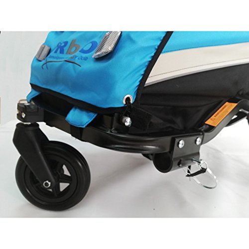 RBO Remolque de Bicicleta para niños One, Carrito de Bicicleta, monoplaza, Plegado rapido, antivuelvo, Manillar Regulable, Rueda 360, Frenos Independientes. Color Azul