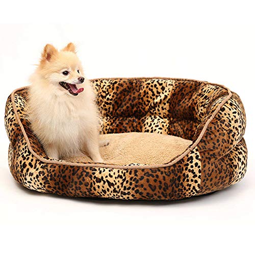 RCFRGV Cama para Mascotas para Perros y Gatos Perros Gatos Colchoneta Colchones Camas Sofá Cojín Mantas de Cama Tela Alfombrillas y Almohadillas para Mascotas Leopardo Portátil Cálido Leopardo Suave