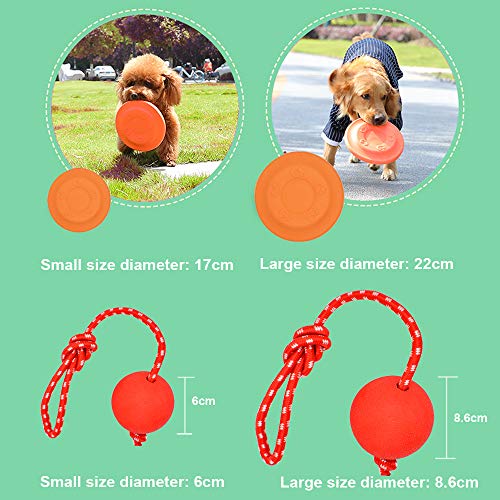 REAYOU Frisbee Mascota +Bolas para Perros para el Entrenamiento del Animal Doméstico del IQ Que Juega Masticando Entrenamiento Interactivo al Aire Libre e Interior(L, Orange)