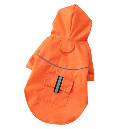 Rebajas Chubasquero Perro Pequeño y Ultra Pequeño Material Espesado y Ripstop Poncho con Capucha y Tiras Reflectoras Seguras con Bolsillo al Aire libre Entrenamiento HULKY(naranja,XL)