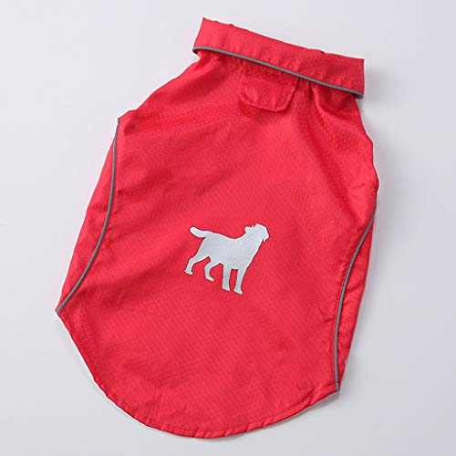 Rebajas Chubasquero Perro Pequeño y Ultra Pequeño Resistente al Viento Resistente a la Lluvia/al Agua con Tiras Reflectoras Seguras sin Capucha al Aire libre HULKY(Rojo,XL)