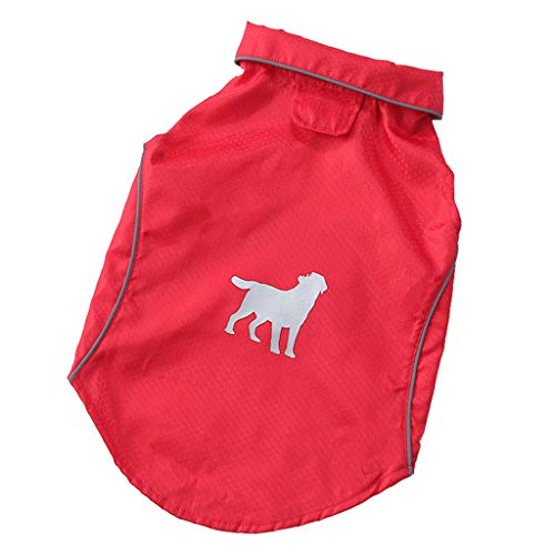 Rebajas Chubasquero Perro Pequeño y Ultra Pequeño Resistente al Viento Resistente a la Lluvia/al Agua con Tiras Reflectoras Seguras sin Capucha al Aire libre HULKY(Rojo,XL)