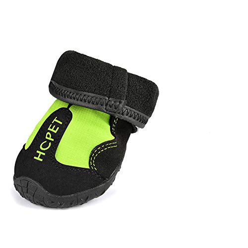 Reflectantes para perros Botas de protección a prueba de agua nieve alta del tubo antideslizante de doble correa zapatos del animal doméstico provisiones para el invierno para perros medianos,Verde,5