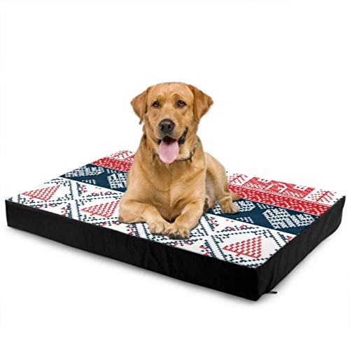 Reopx Colchoneta para Perros Escandinavo Inspirado en Navidad Noruega Fiesta Festiva Plataforma para Cama de Perro Alfombrillas Impermeables para Pisos Impermeables 76 X 51 X8cm con Cremallera Fun