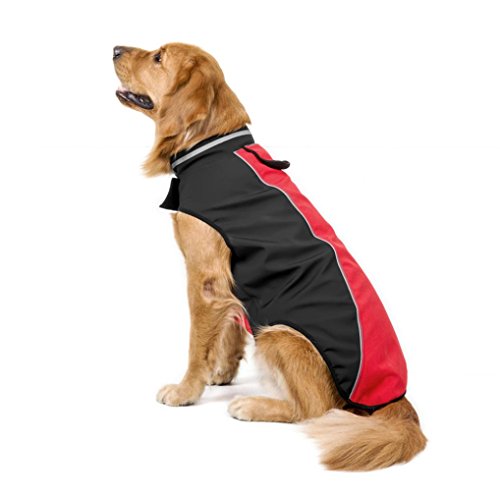 RETUROM Ropa para Mascotas, Impermeable Mascota Perro Grande Cachorro Chaleco Ropa Abrigo (5XL, Rojo)