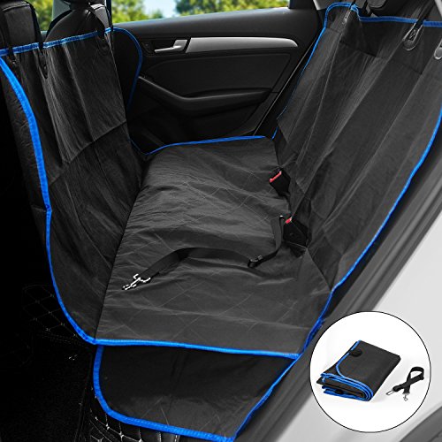 Rhodesy Funda Impermeable de Coche para Perros con Solapas Laterales y Cremalleras - Resistente al Agua y antideslizamiento y Prueba de rasguño