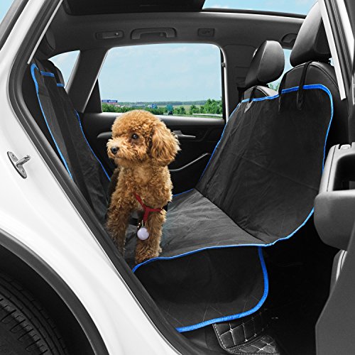 Rhodesy Funda Impermeable de Coche para Perros con Solapas Laterales y Cremalleras - Resistente al Agua y antideslizamiento y Prueba de rasguño