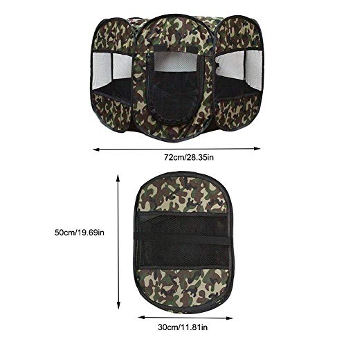 Rich-home Parque Infantil Portátil para Mascotas, Parque Cachorro Octogonal Plegable para Camuflaje con Cubierta De Malla De Perrera De 8 Paneles, Valla Impermeable Y Lavable para Tienda De Perro