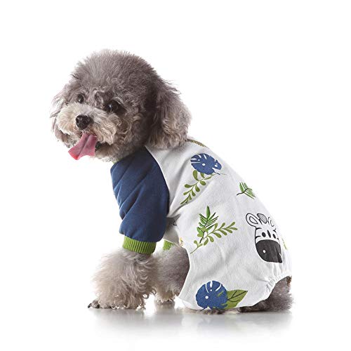 Rich-home Pijamas para Perros Monos para Perros De Algodón Puro 4 Piernas Camiseta para Perros, Estampado Lindo Dog Pijamas, Cintura Elástica, Lavable A Máquina, Ropa Suave Y Cómoda para Perros