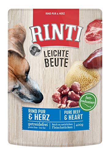 Rinti Perros Forro Ligero Presas (Vacuno Pur & Corazón) (Pack de 10, 10 x 400 g)