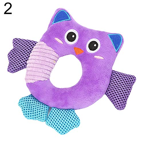 RIsxffp Mini Mascota Juguete Lindo Redondo Animal Rana Búho Pato Sonido Squeaky Pet Dog Masticar los Dientes de Limpieza de Juguetes Owl